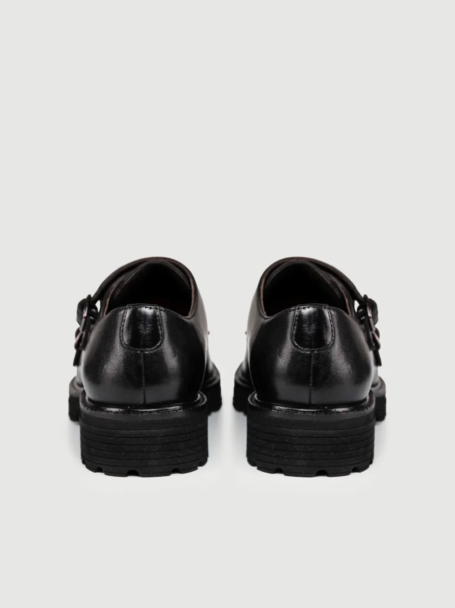 ALLACCIATA DOPPIA FIBBIA IN PELLE NERA - immagine 4