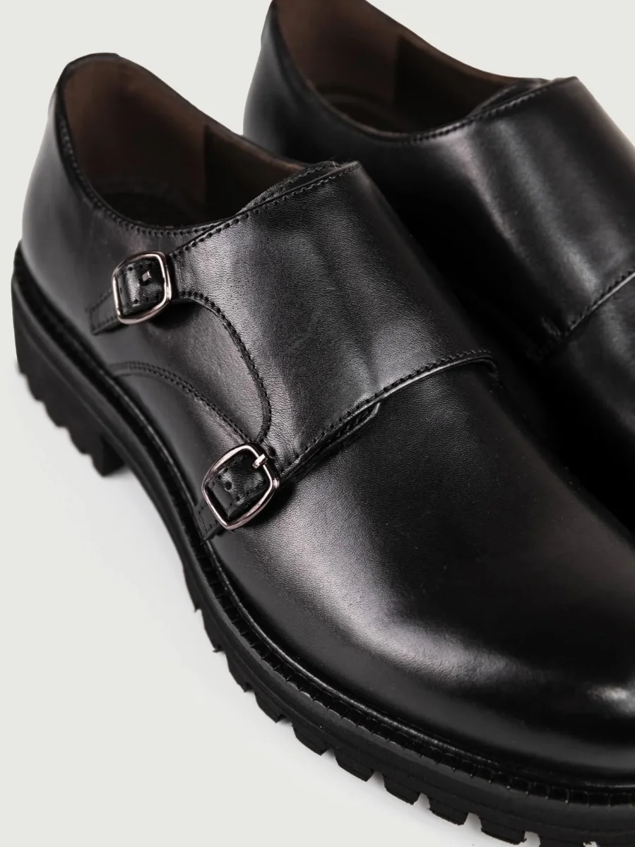 ALLACCIATA DOPPIA FIBBIA IN PELLE NERA - immagine 6