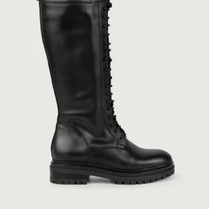 ANFIBIO ALTO IN PELLE NERA CON ZIP