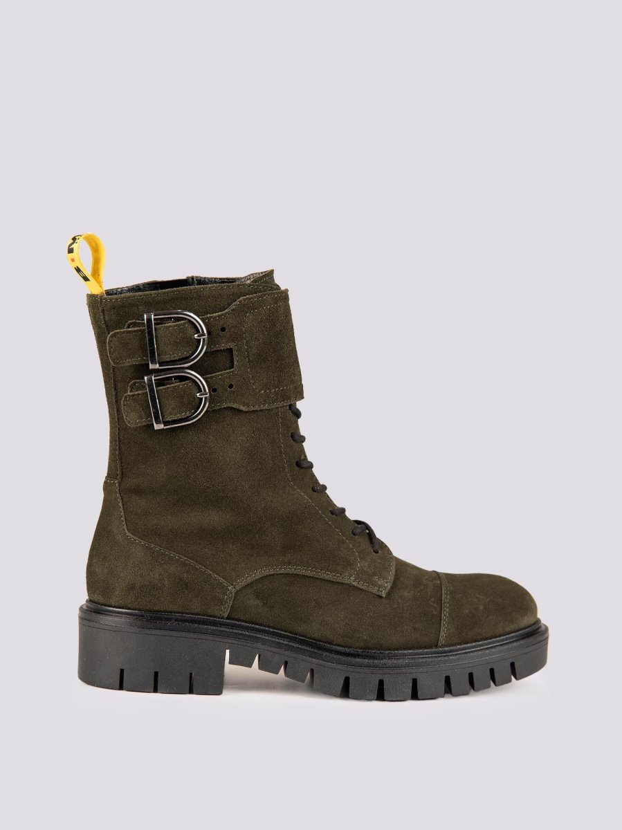 ANFIBIO BiMOR CON DOPPIA FIBBIA IN CAMOSCIO VERDE SALVIA