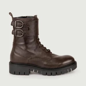 ANFIBIO IN PELLE MARTELLATA MARRONE