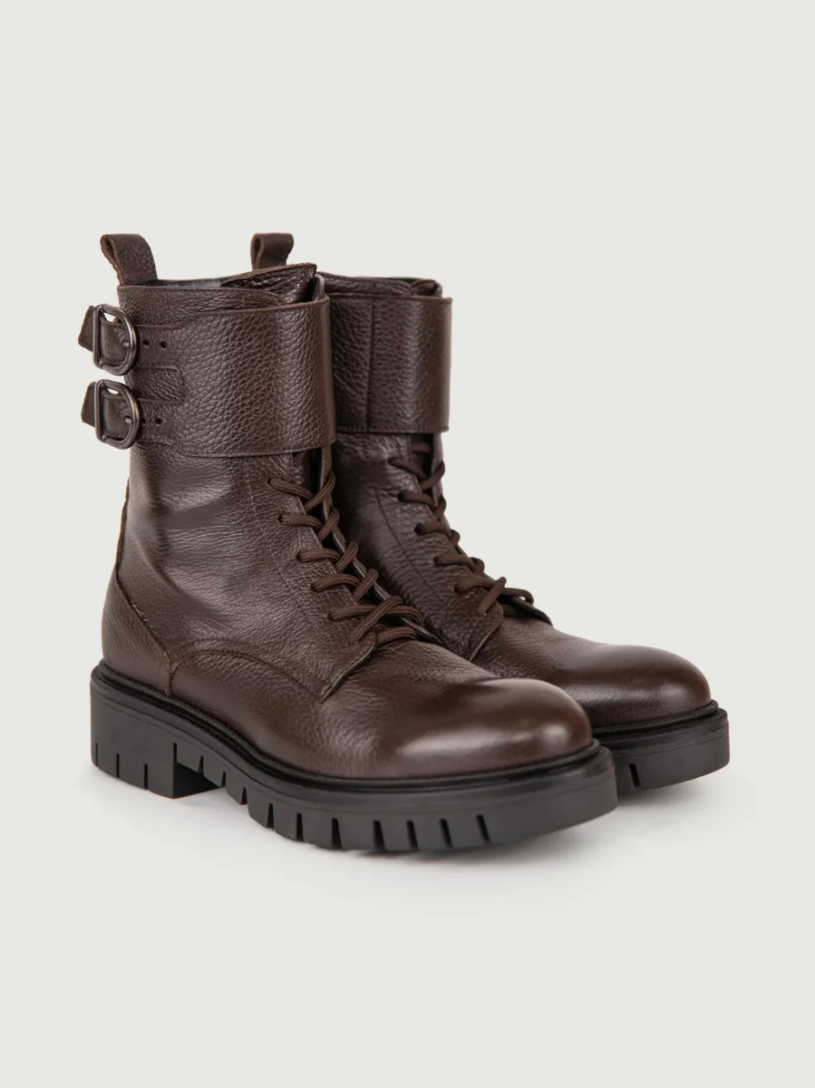 ANFIBIO IN PELLE MARTELLATA MARRONE - immagine 3