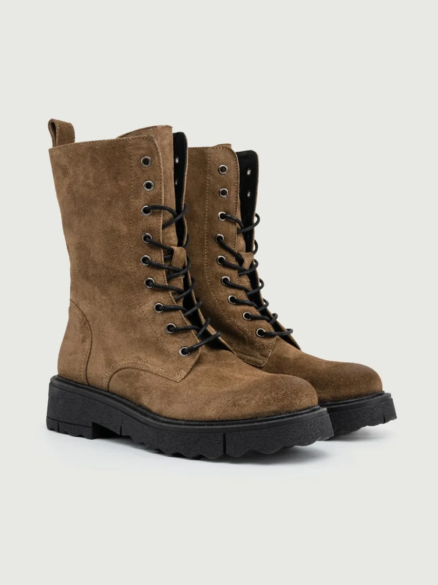 ANFIBIO IN PELLE SCAMOSCIATA TAUPE - immagine 3