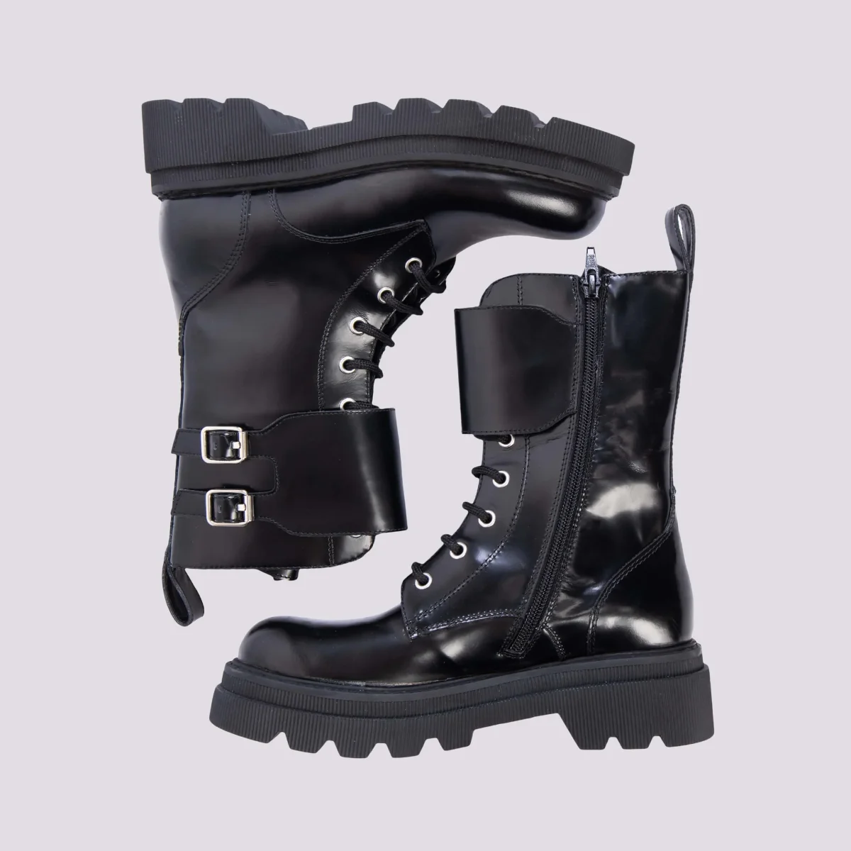 ANFIBIO IN PELLE SPAZZOLATA CON FIBBIA TWEED - immagine 5