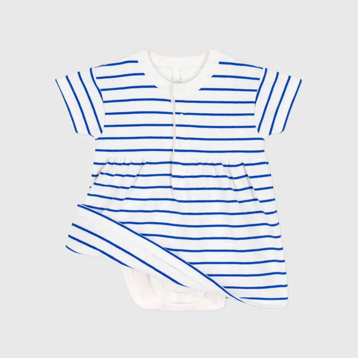 Abito In Tessuto Felpato Bebè Con Body Integrato - immagine 3