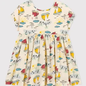 Abito a manica corta in popeline bambina