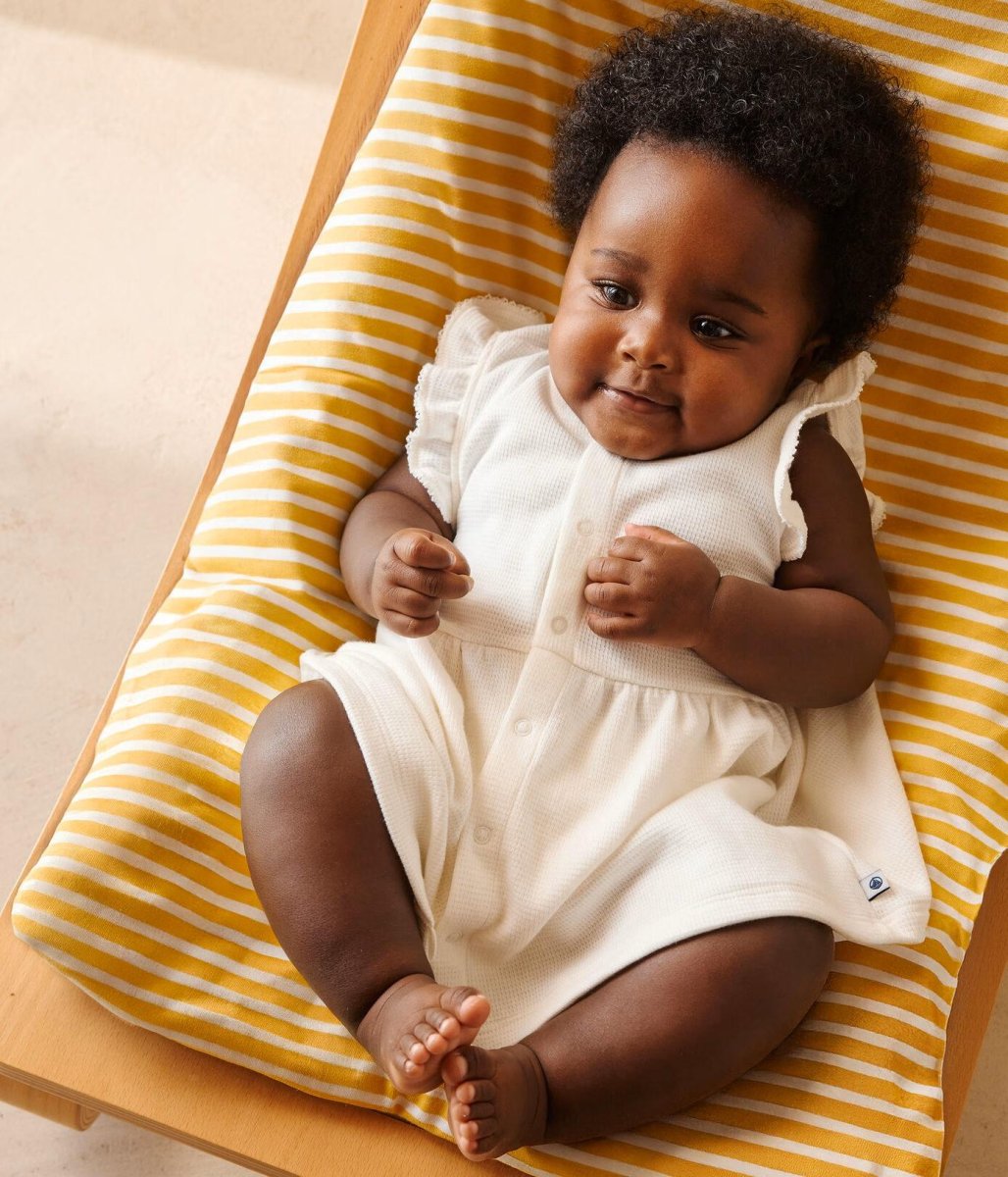 Abito a maniche corte a nido d'ape bianco neonata - immagine 6