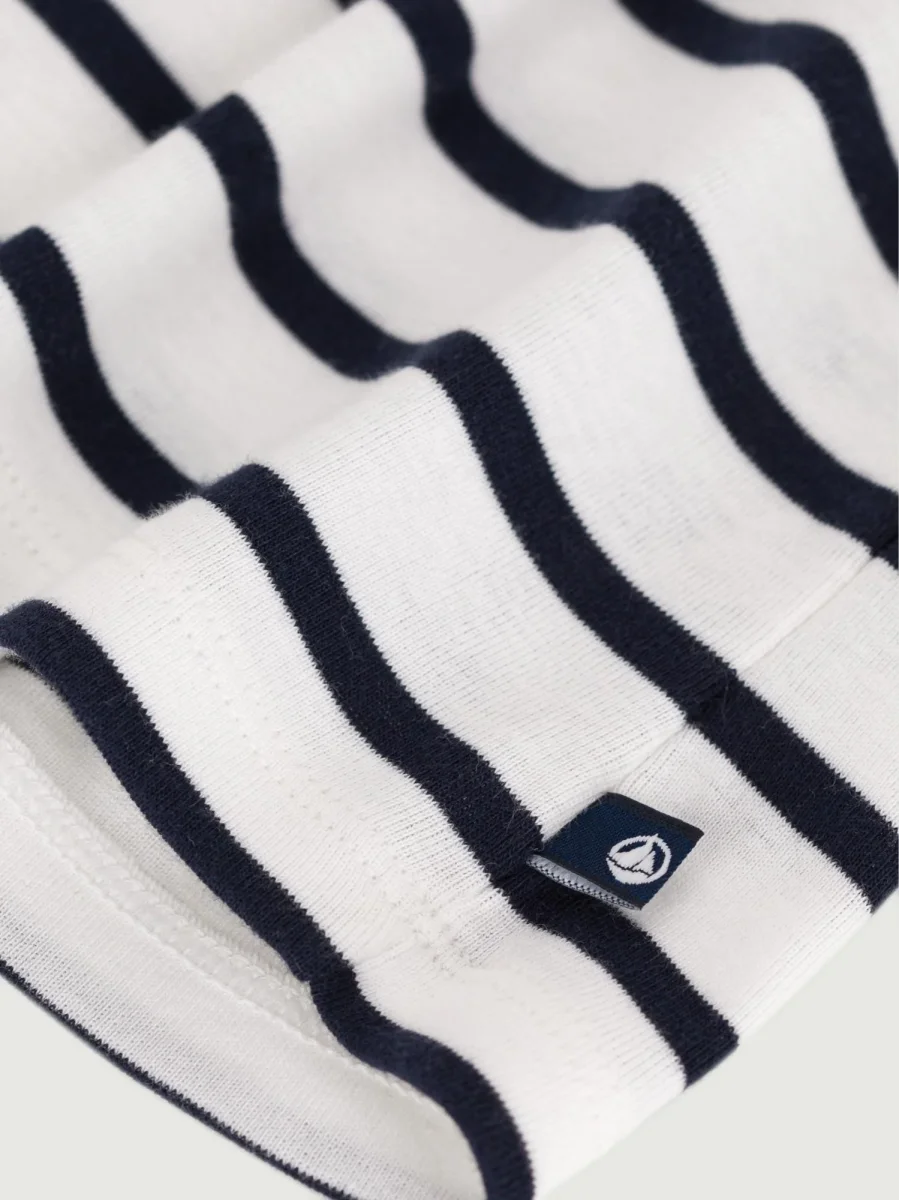 Abito a maniche corte con collo alla marinara in cotone a righe - immagine 4