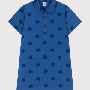 Abito a maniche corte in cotone a cuori bambina