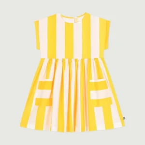 Abito a maniche corte in cotone a righe bambina