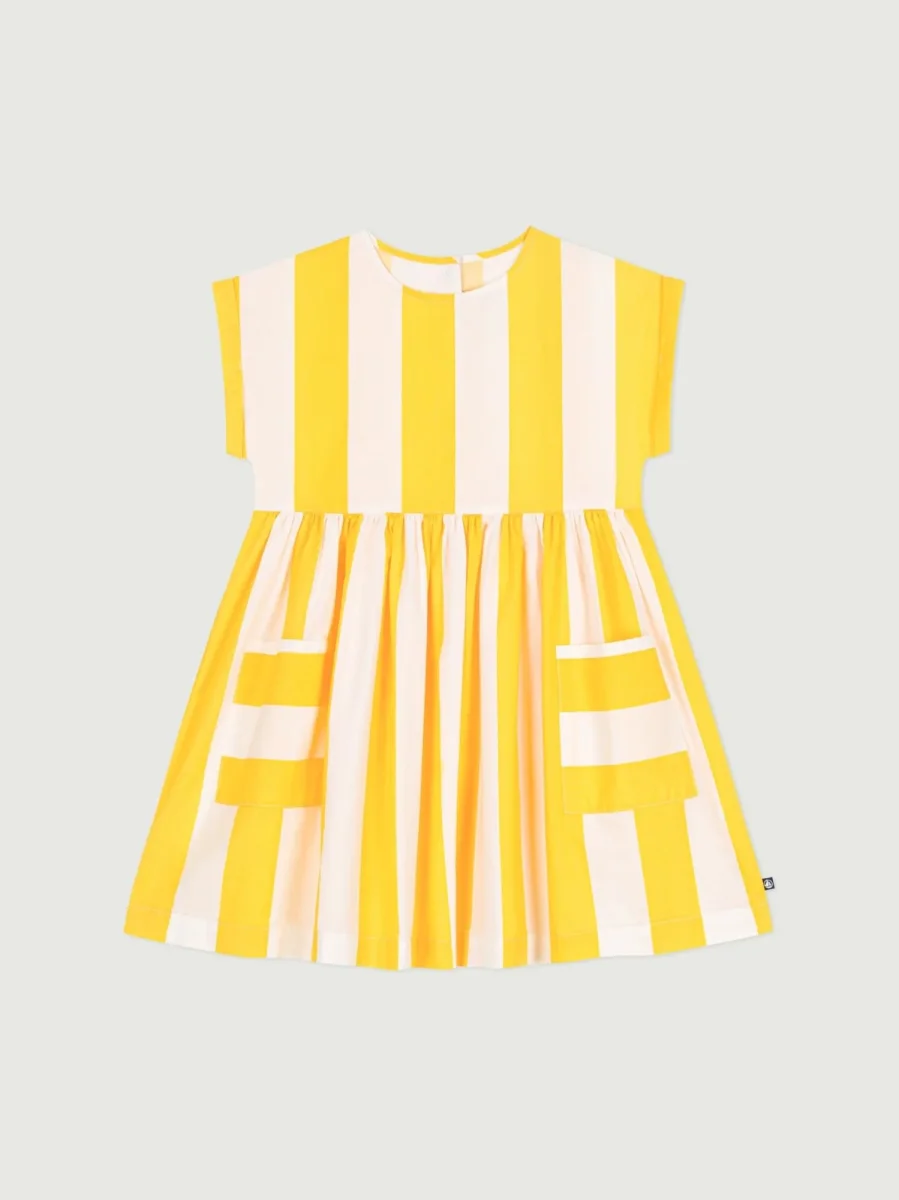 Abito a maniche corte in cotone a righe bambina