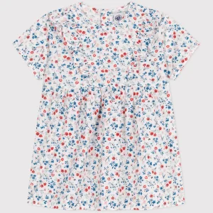 Abito a maniche corte in cotone con stampa a fiori bebè