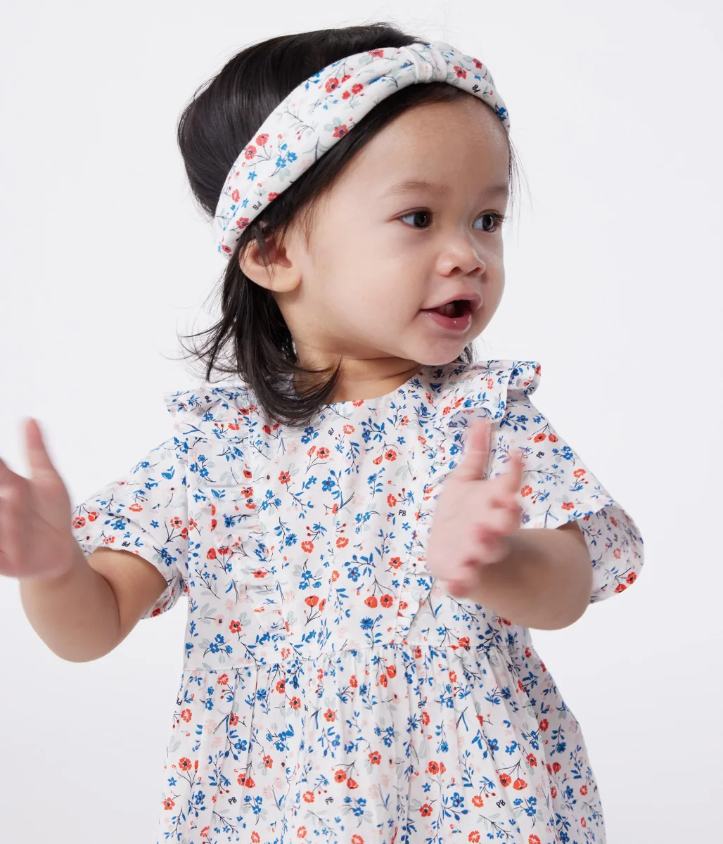 Abito a maniche corte in cotone con stampa a fiori bebè - immagine 7