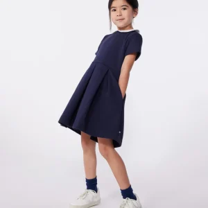 Abito a maniche corte in cotone tinta unita bambina