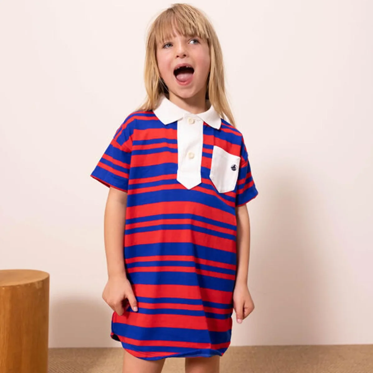 Abito a righe a maniche corte in cotone bambina - immagine 3