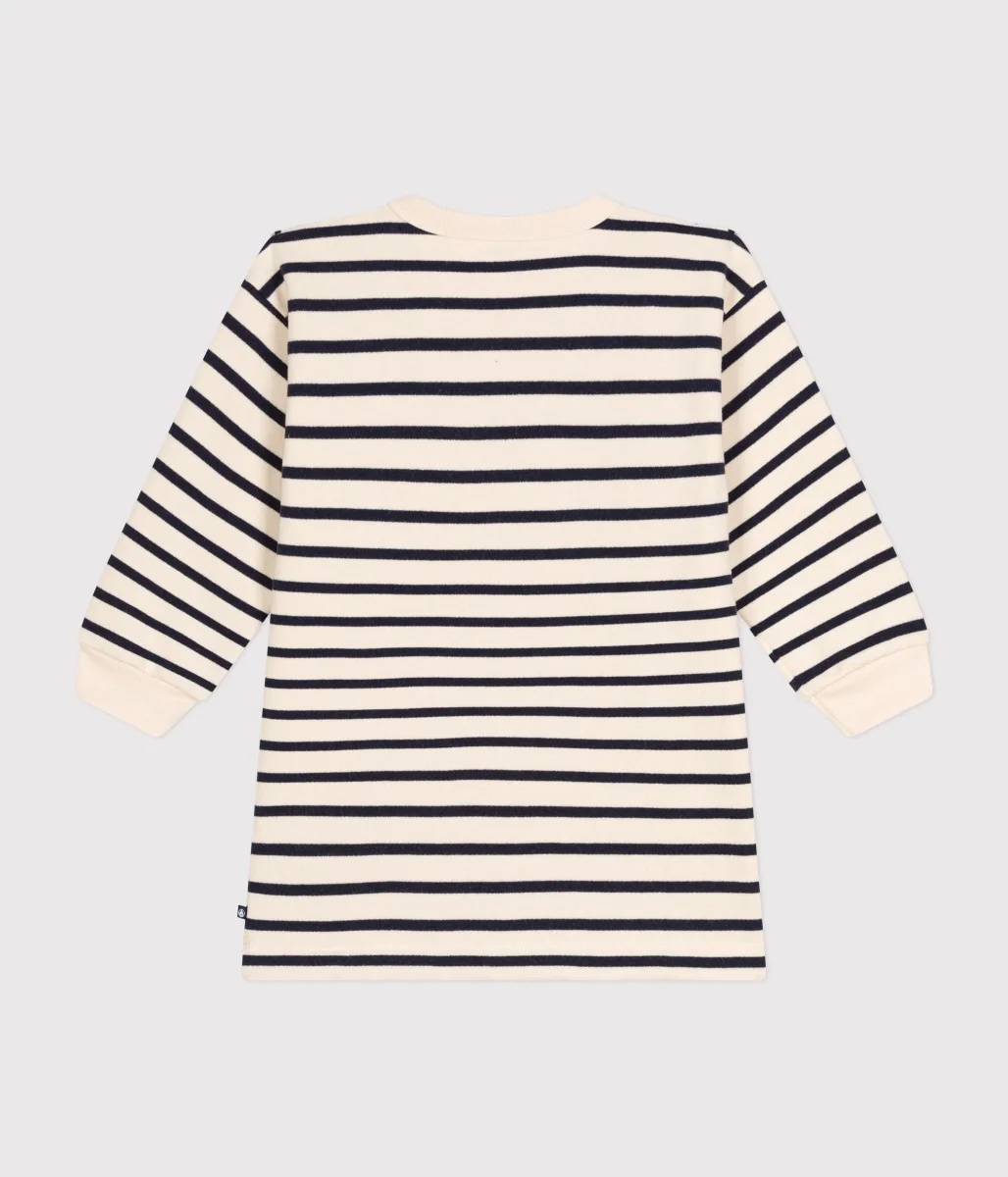 Abito a righe bicolore a maniche lunghe in felpa garzata bambina - immagine 3