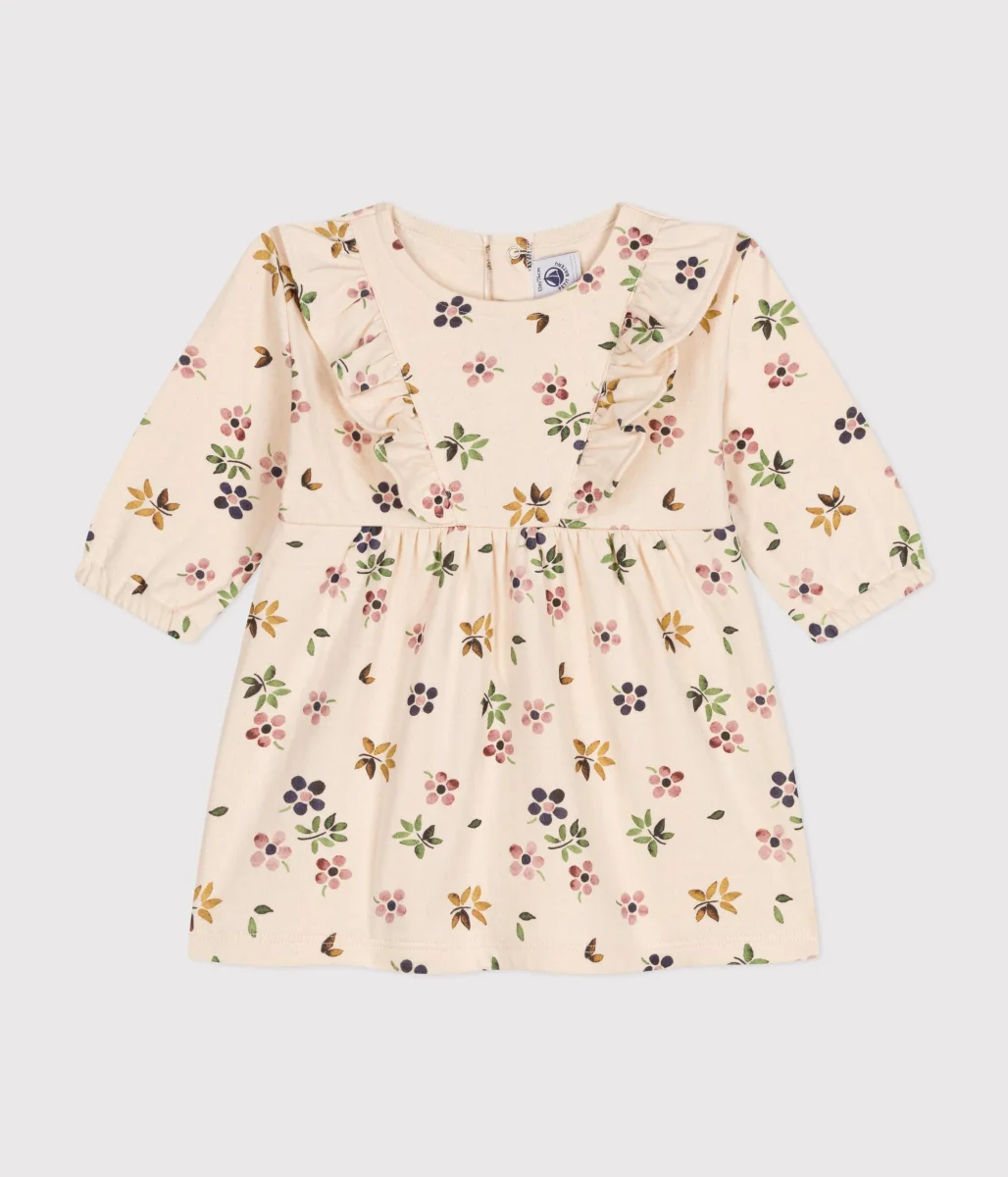 Abito bianco con stampa floreale a maniche lunghe in tubique