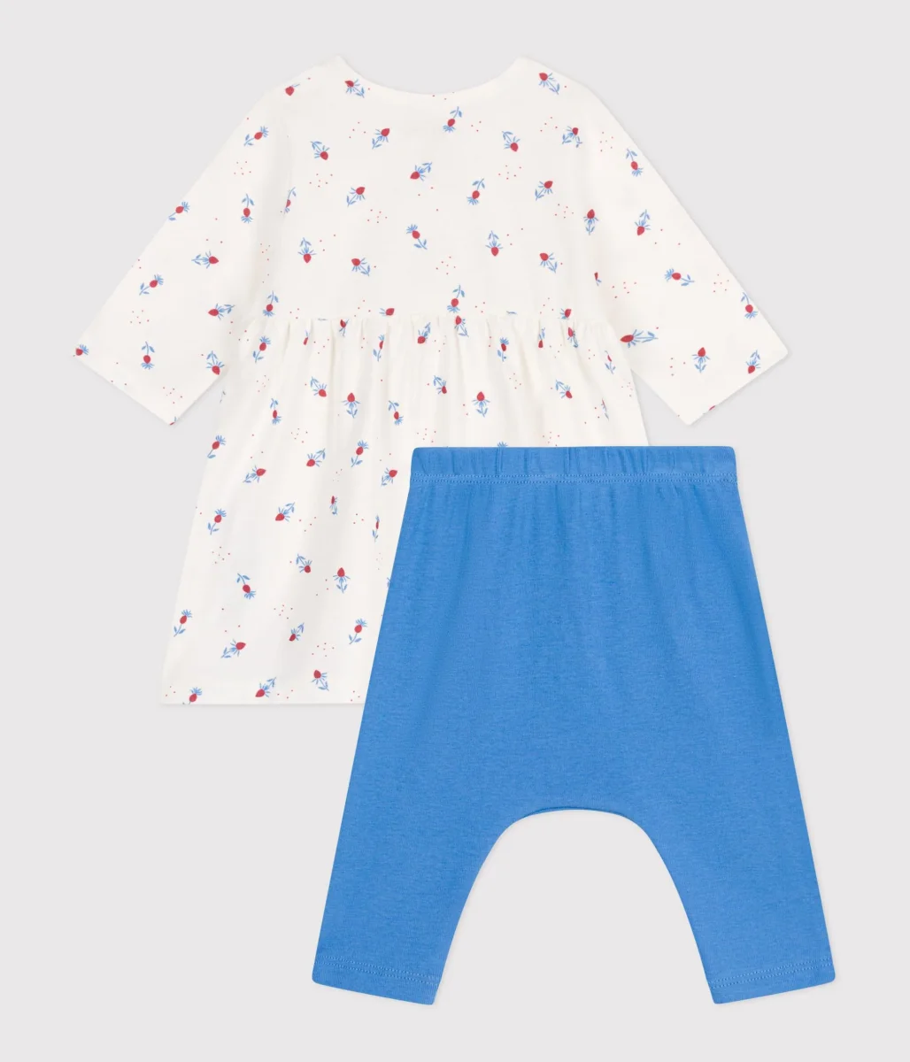 Abito e leggings in cotone neonato - immagine 3