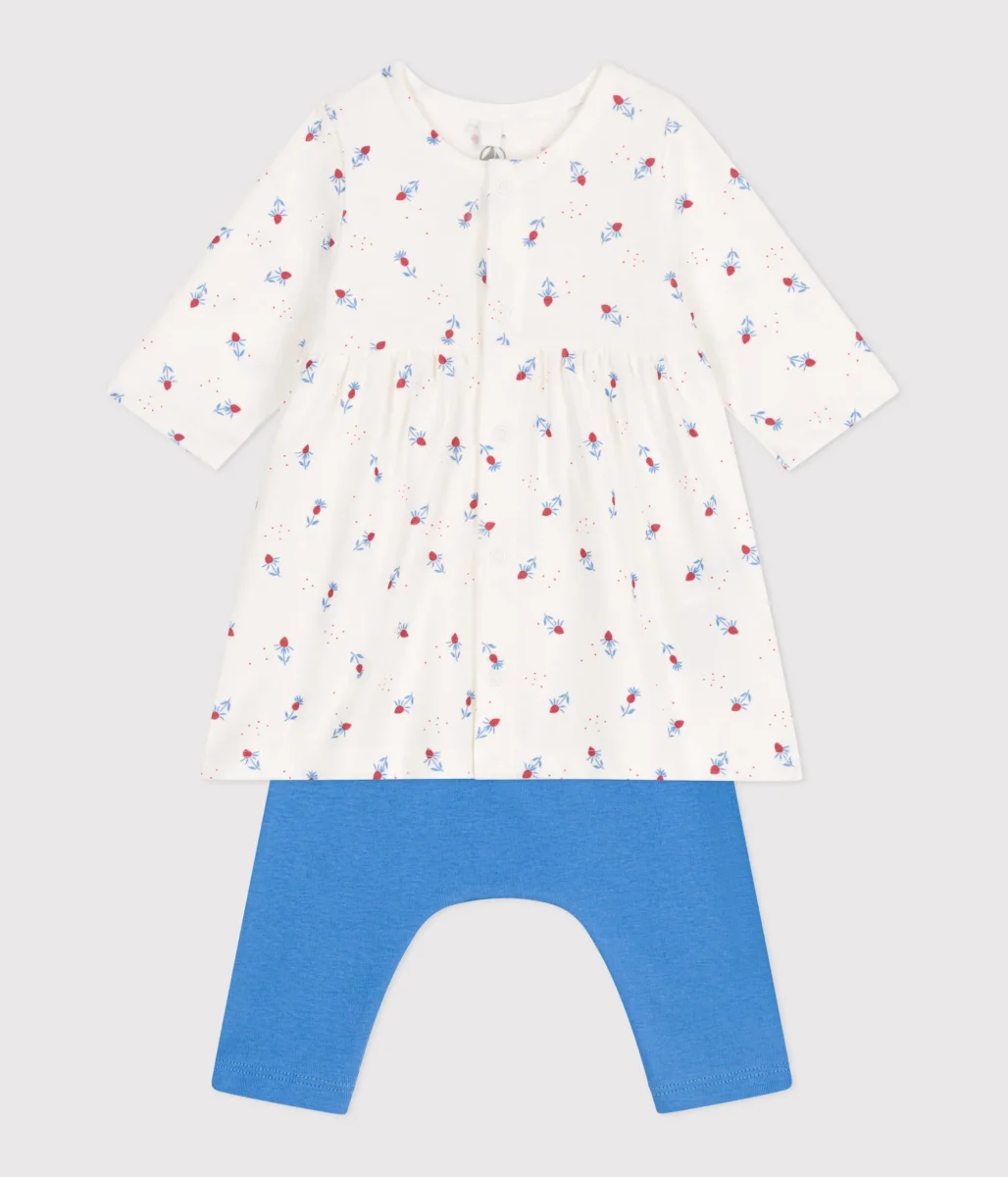Abito e leggings in cotone neonato - immagine 4