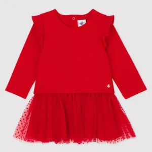 Abito in Molleton e Tulle Rosso