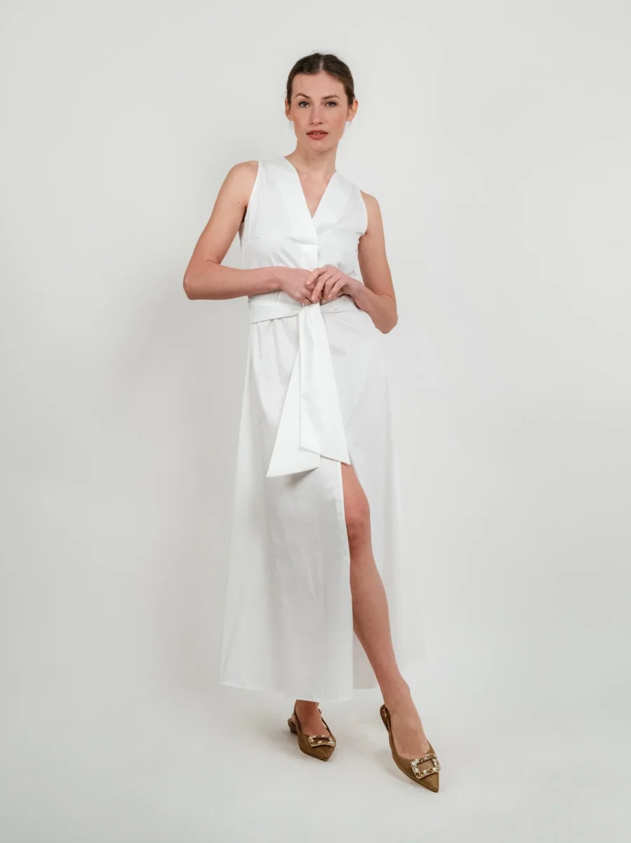 Abito lungo CON FUSCIACCA  bianco ottico