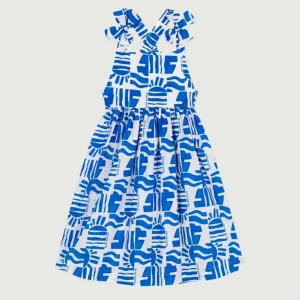 Abito lungo con spalline in cotone stampato bambina