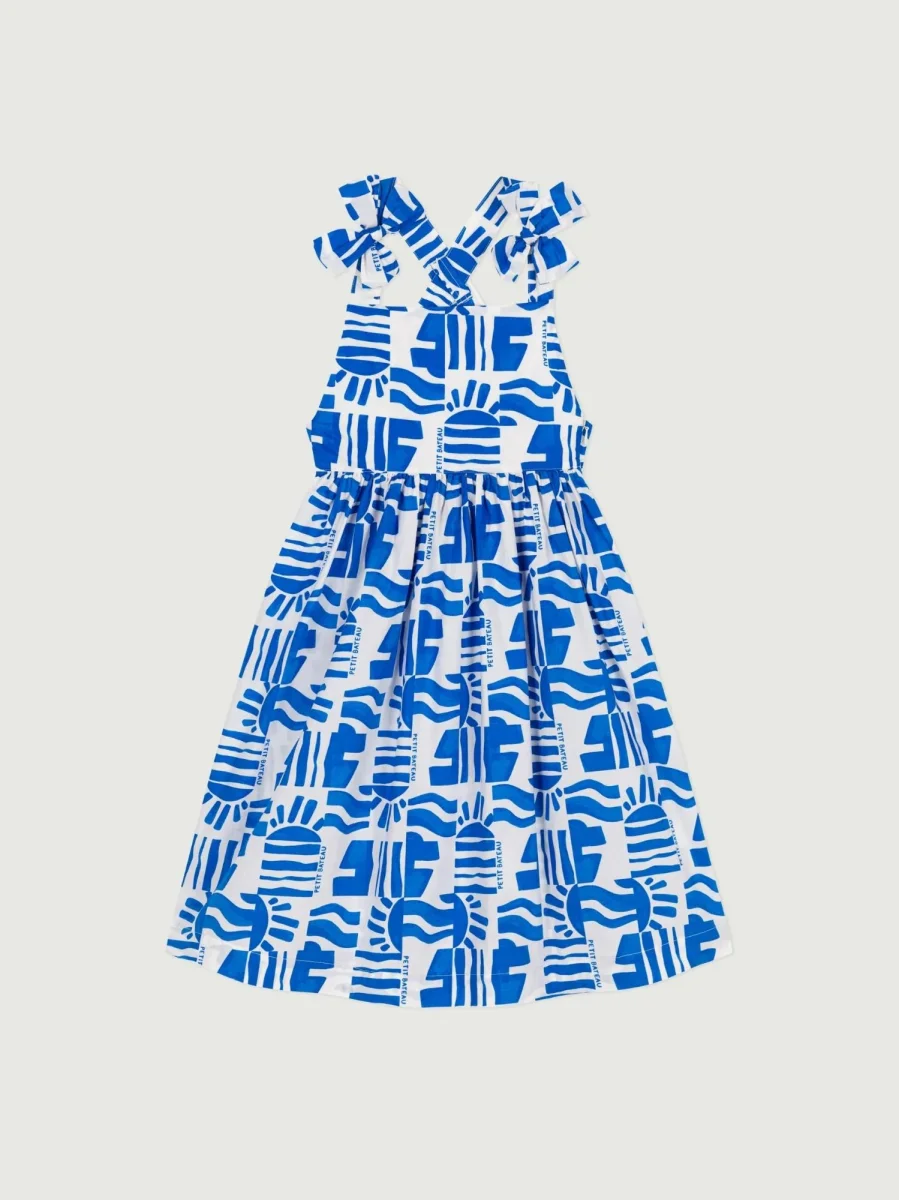 Abito lungo con spalline in cotone stampato bambina