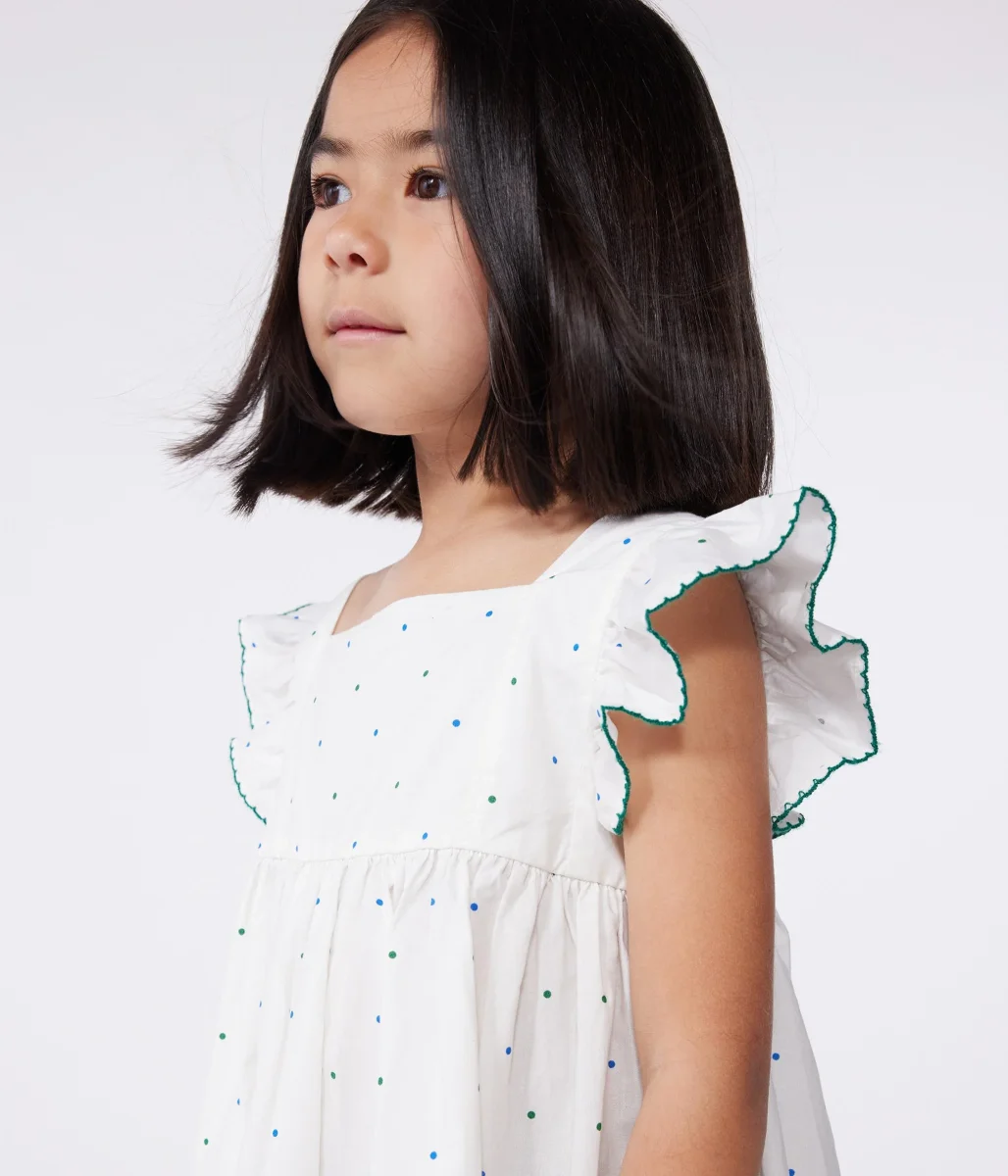 Abito lungo senza maniche in cotone a pois bambina - immagine 7