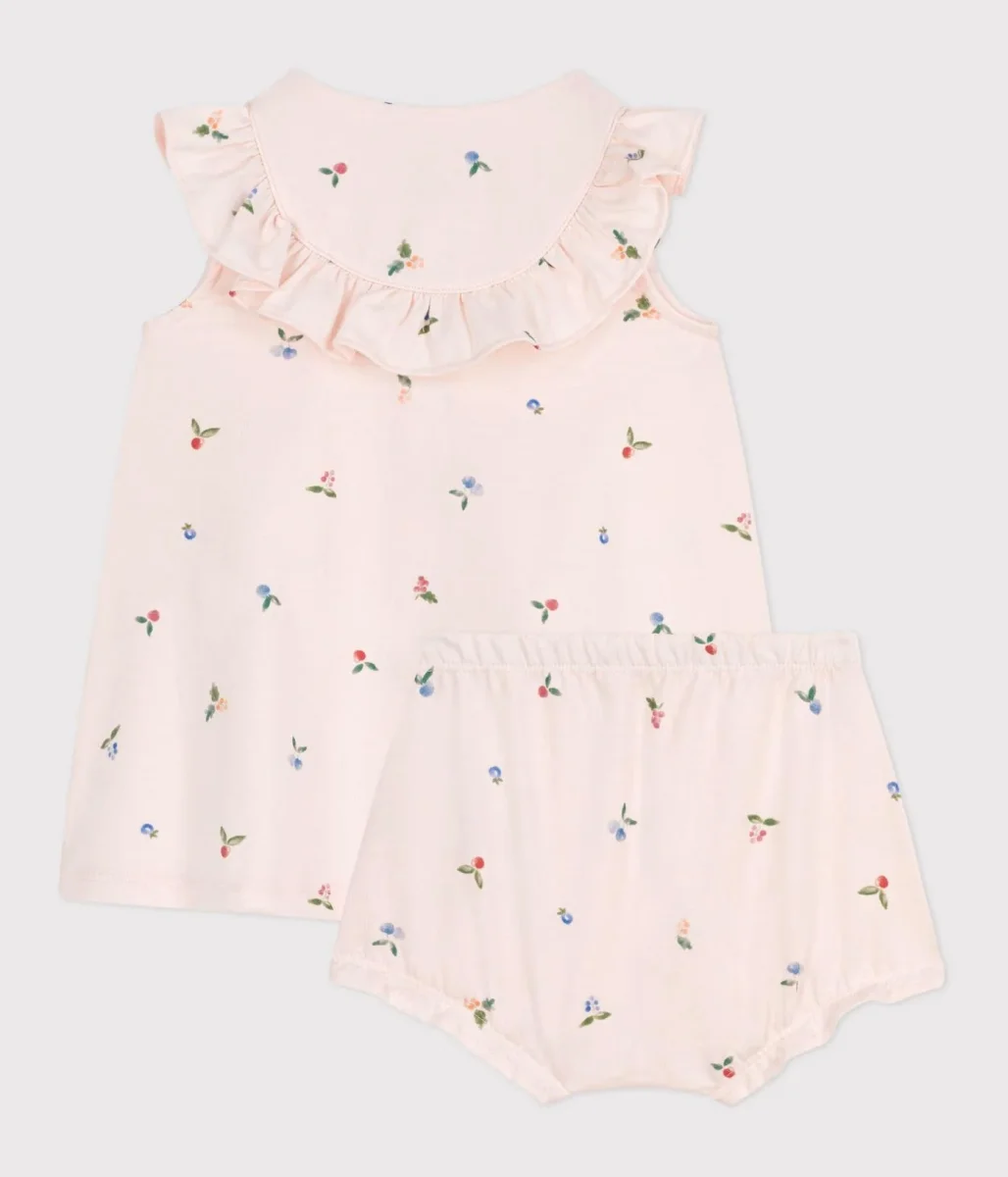 Abito neonato a maniche corte in cotone e bloomer con stampa a frutti - immagine 4