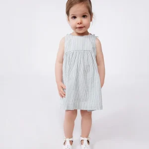 Abito senza maniche in cotone a righe neonato