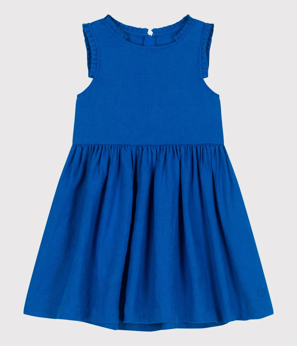 Abito senza maniche in lino bluette