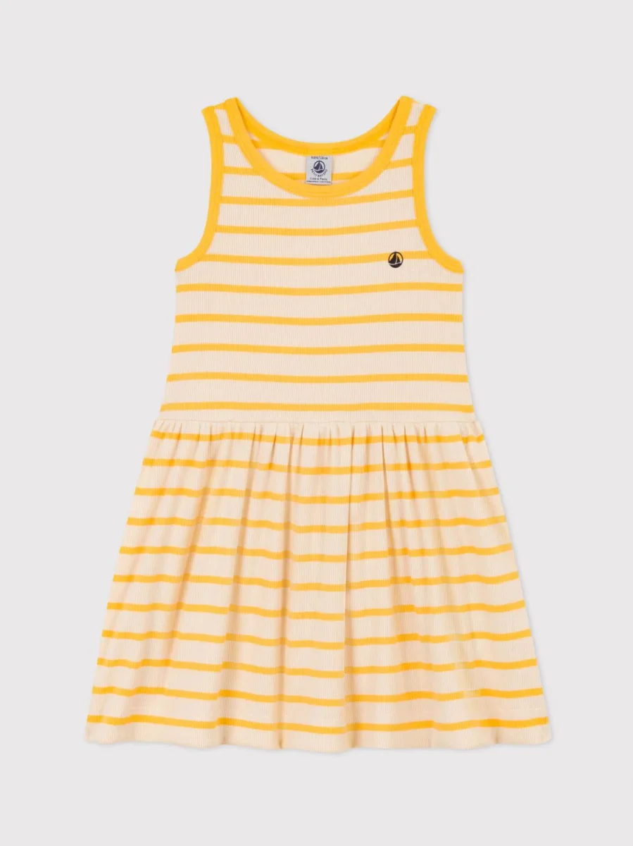 Abito smanicato in cotone bambina