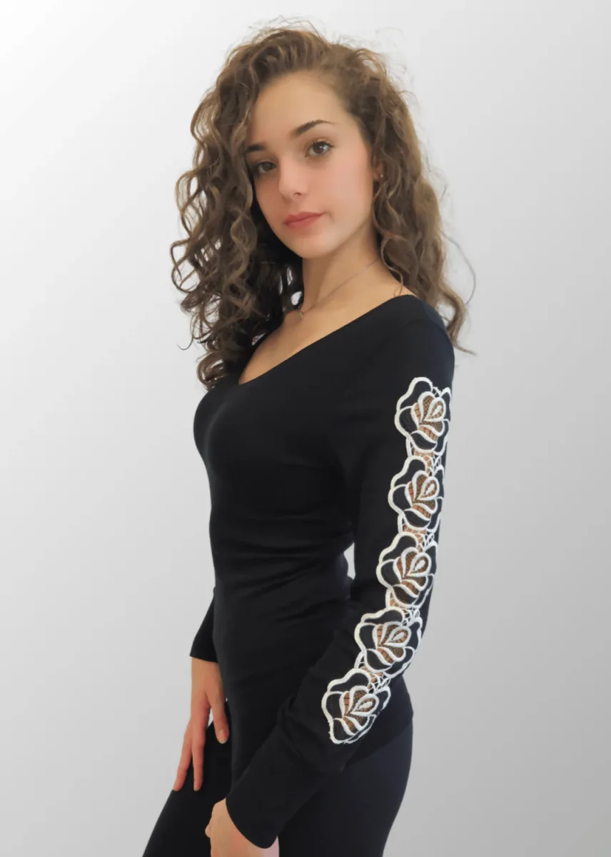 Maglia con maniche floreali Gabriella in Lana Seta - immagine 6