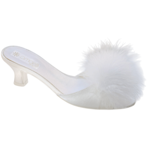 Perla con Marabou: Ciabatte da Sposa in raso con Tacco 5