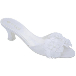 Perla con pizzo: Ciabatte da Sposa in raso Tacco 5