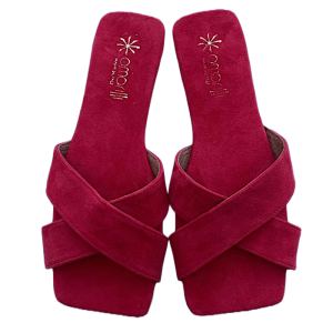 Barbara: Ciabatte per uscire a fasce incrociate in Pelle Camoscino