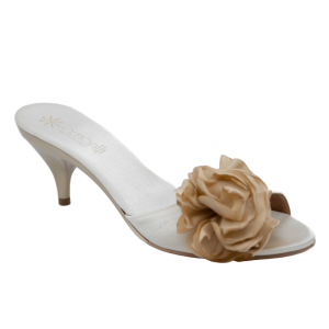 Roberta Avorio: Ciabatte da Sposa in raso Avorio con Rosa in Seta