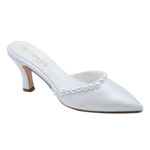 Sole: Sabot bianco in ecopelle con perle