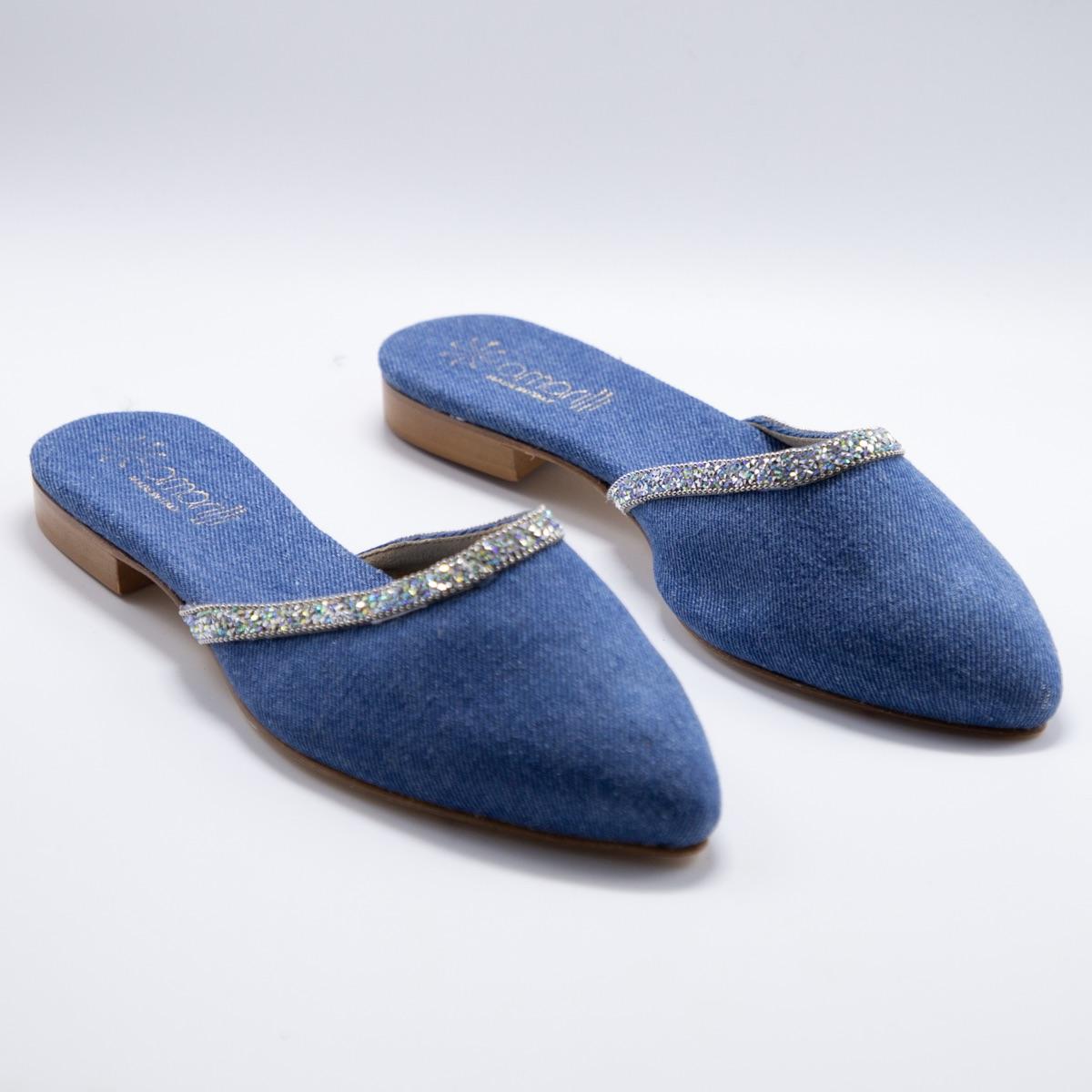 Luna: Sabot in Tessuto Jeans con filo di strass - immagine 3