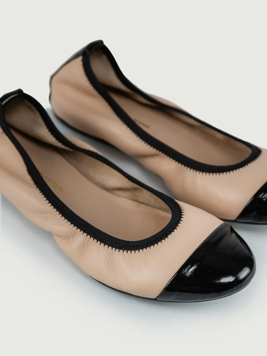 BALLERINA IN PELLE BICOLOR NUDE E NERO - immagine 6