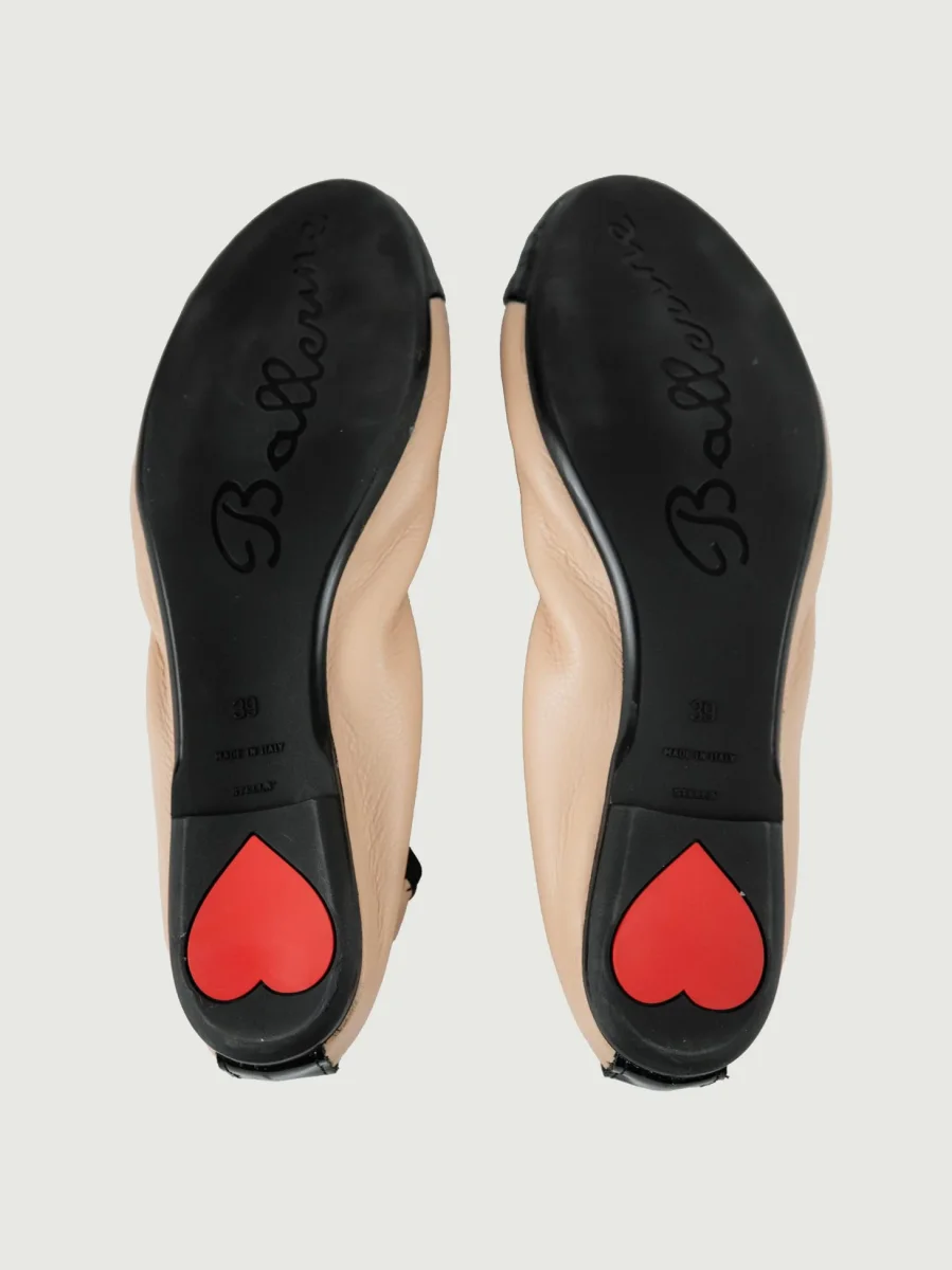 BALLERINA IN PELLE BICOLOR NUDE E NERO - immagine 7