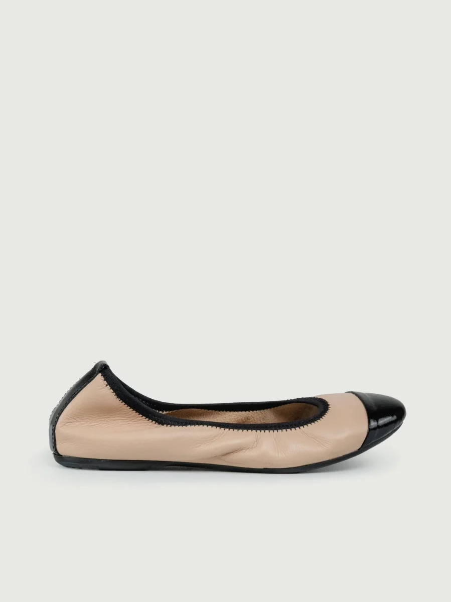 BALLERINA IN PELLE BICOLOR NUDE E NERO