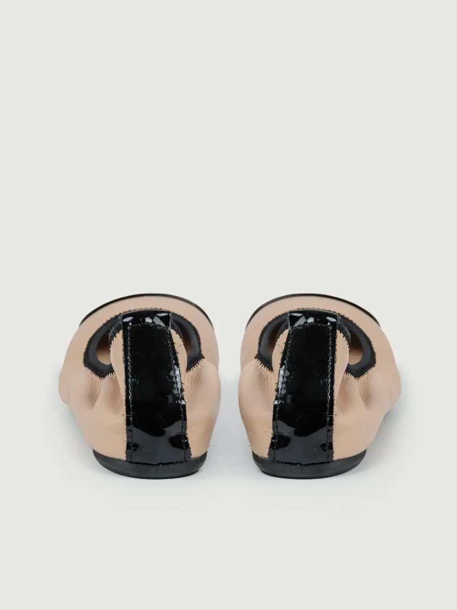 BALLERINA IN PELLE BICOLOR NUDE E NERO - immagine 4