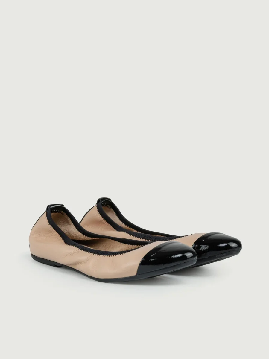 BALLERINA IN PELLE BICOLOR NUDE E NERO - immagine 3