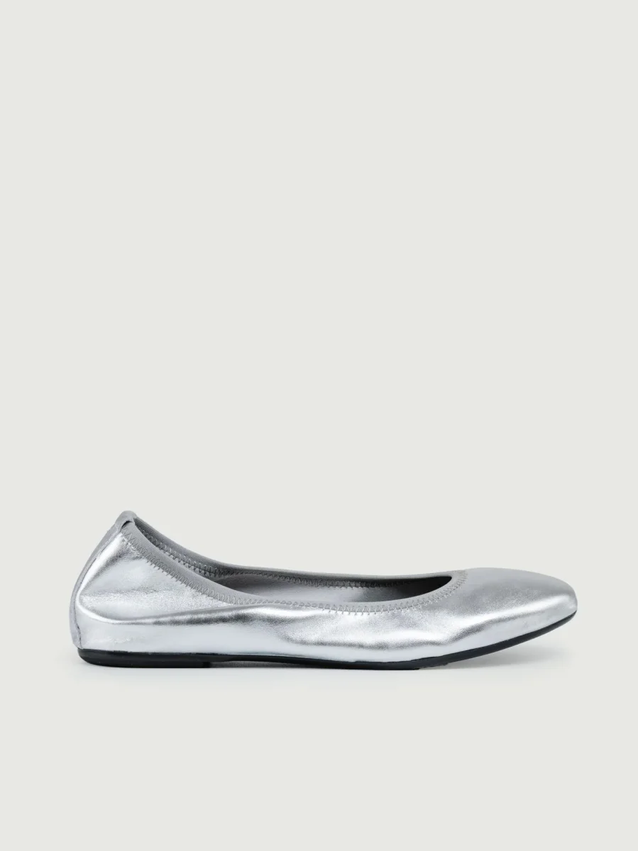 BALLERINA IN PELLE LAMINATA ARGENTO