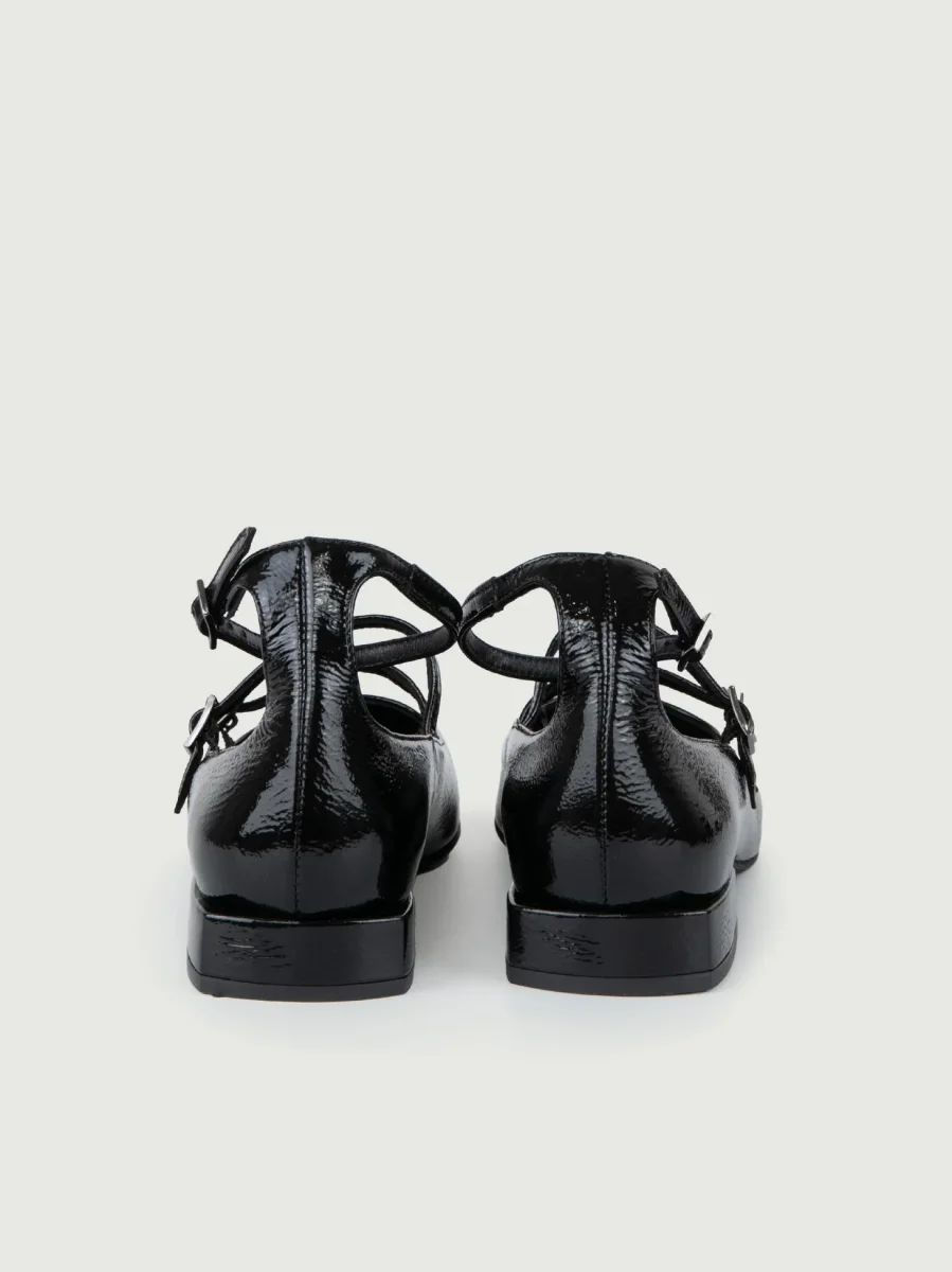 BALLERINA IN VERNICE NERA CON CINTURINI - immagine 4