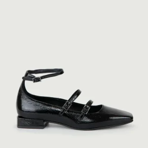 BALLERINA IN VERNICE NERA CON CINTURINI