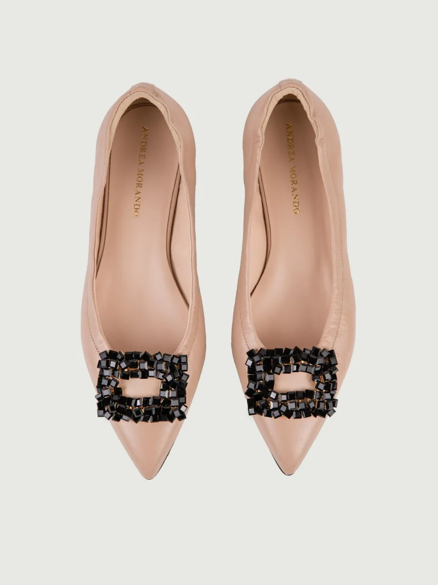 BALLERINE IN PELLE BEIGE CON GIOIELLO - immagine 5