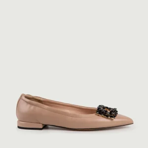 BALLERINE IN PELLE BEIGE CON GIOIELLO