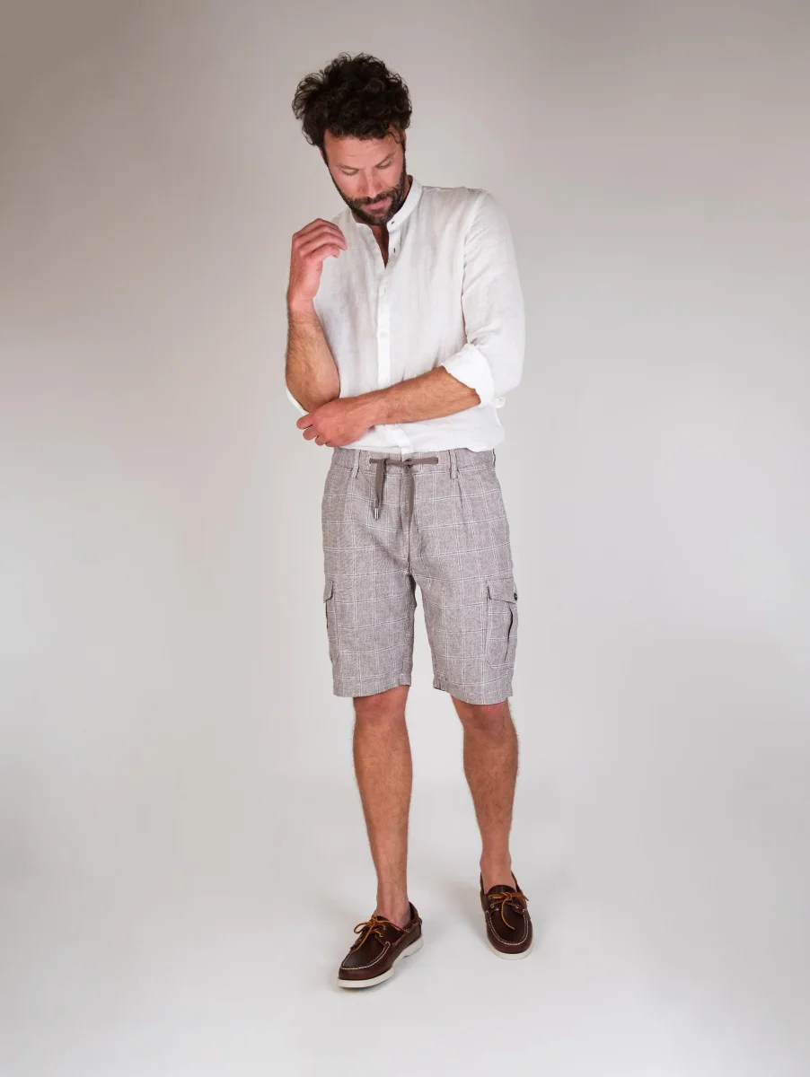 BERMUDA A QUADRETTI IN LINO - immagine 7